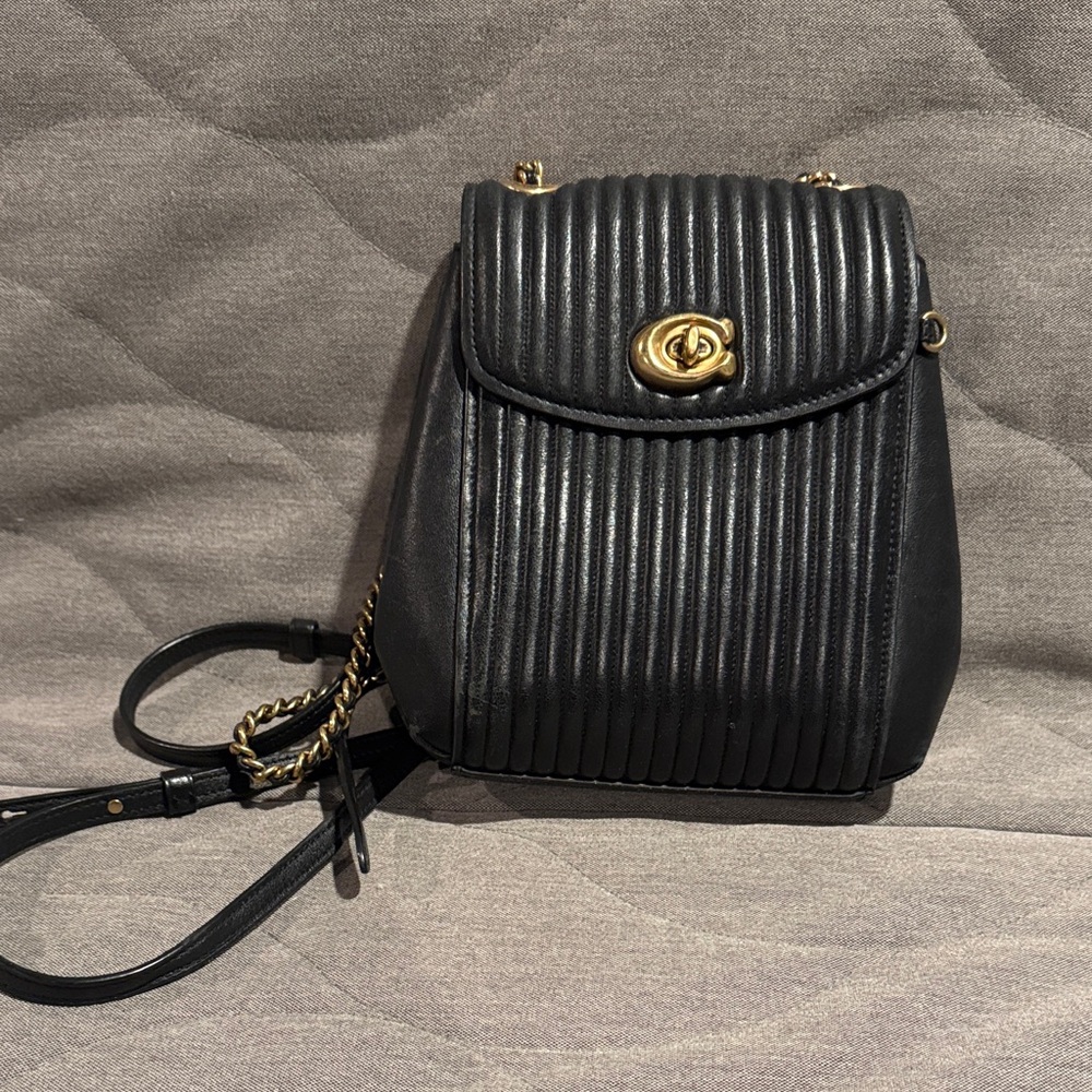 Coach Black Quilted Leather Backpack